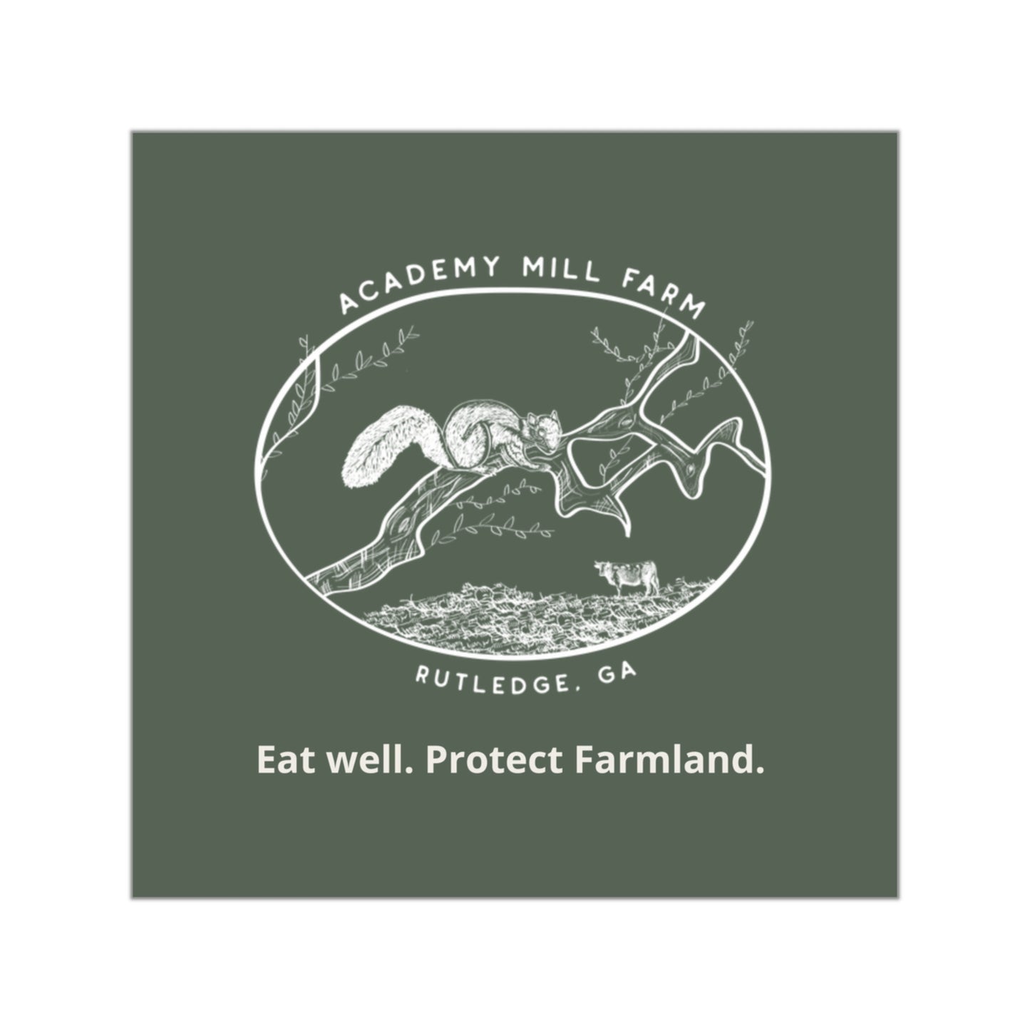 Eat Well. Protect Farmland. - AMF Square Vinyl Stickers