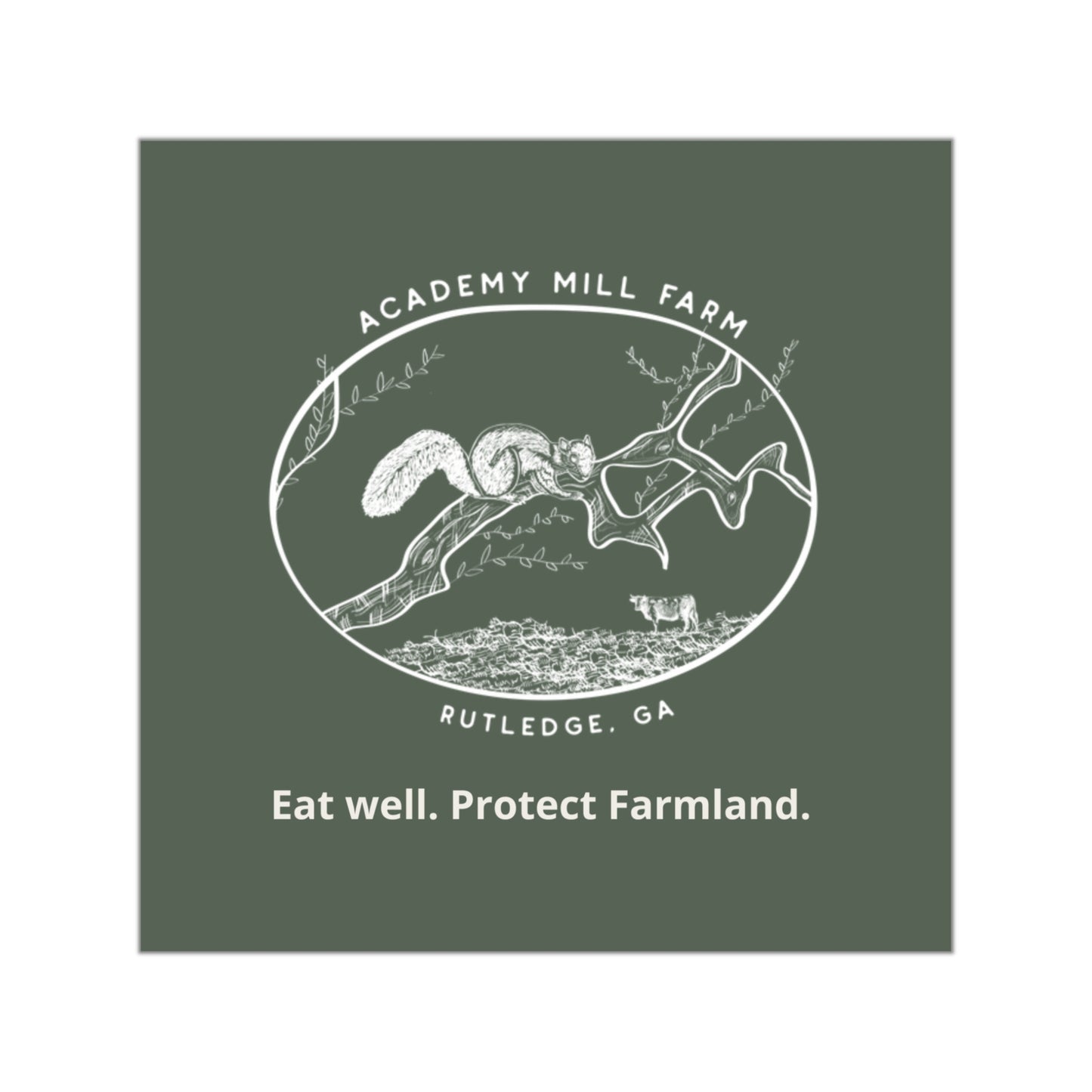 Eat Well. Protect Farmland. - AMF Square Vinyl Stickers