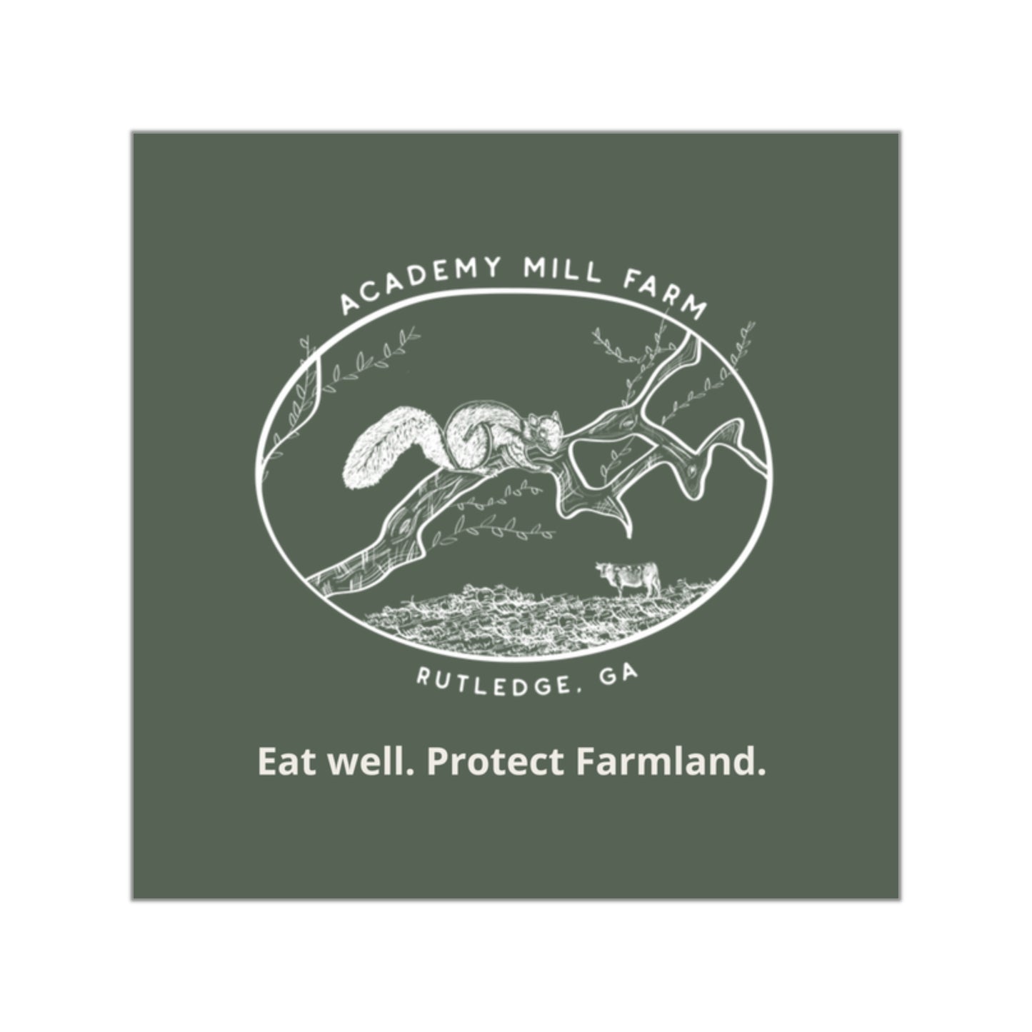 Eat Well. Protect Farmland. - AMF Square Vinyl Stickers